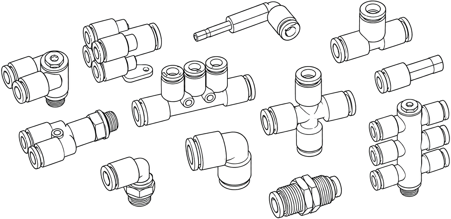 Assortiment pneumatische koppelingen