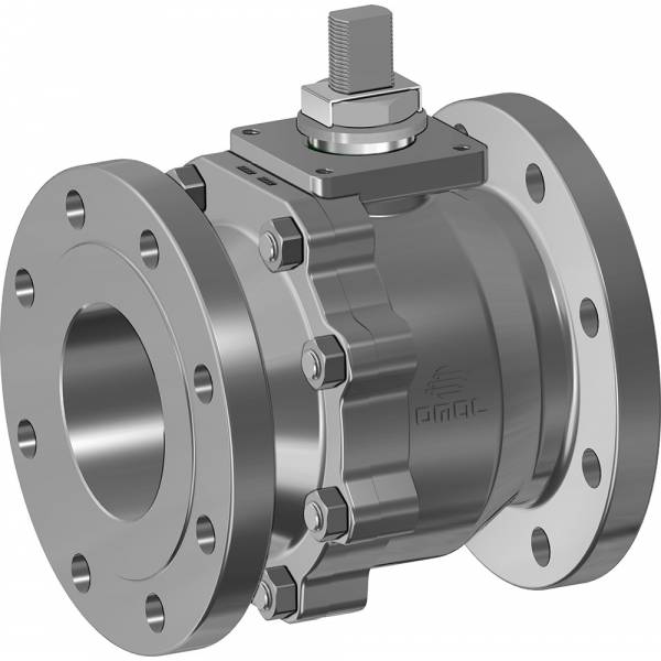 OMAL kogelkraan met flensaansluiting en pneumatische actuator uit het productprogramma